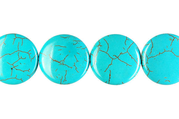 Howlite Beads - Turquoise) Coin - 20mm - 16-inch - unbranded beads for jewelry making