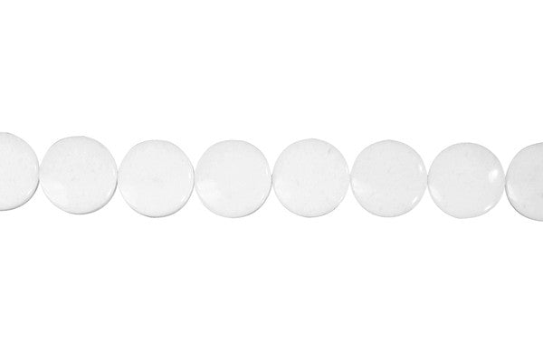 White Marble Beads - Coin - 12x12mm - 16-inch - unbranded beads for jewelry making