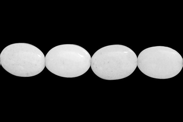 White Marble Beads - Flat Oval - 8x10mm - 16-inch - unbranded beads for jewelry making