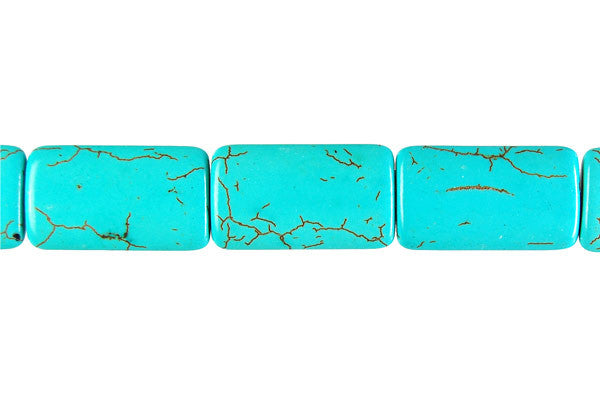 Howlite Beads - Turquoise) Flat Rectangle - 14x24mm - 16-inch - unbranded beads for jewelry making