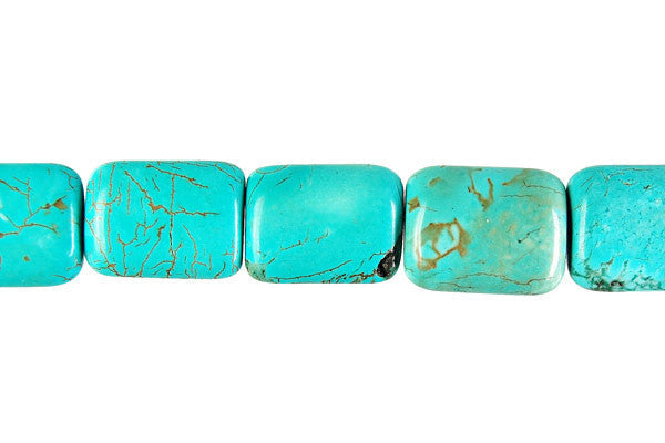 Howlite Beads - Turquoise) Puffy Rectangle - 15x20mm - 16-inch - unbranded beads for jewelry making