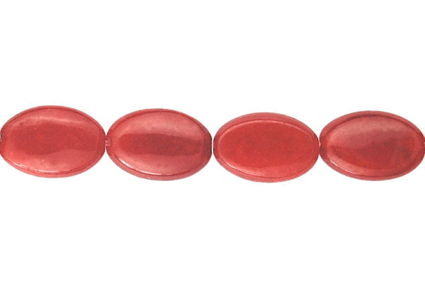 Red Marble Beads - Red) Flat Oval - 8x12mm - 16-inch - unbranded beads for jewelry making
