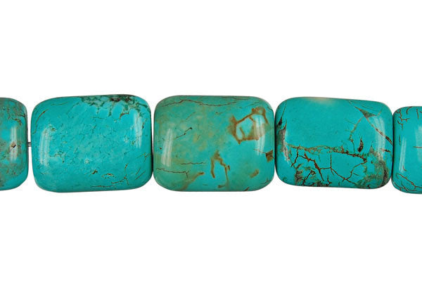 Howlite Beads - Turquoise) Puffy Rectangle - 18x25mm - 16-inch - unbranded beads for jewelry making