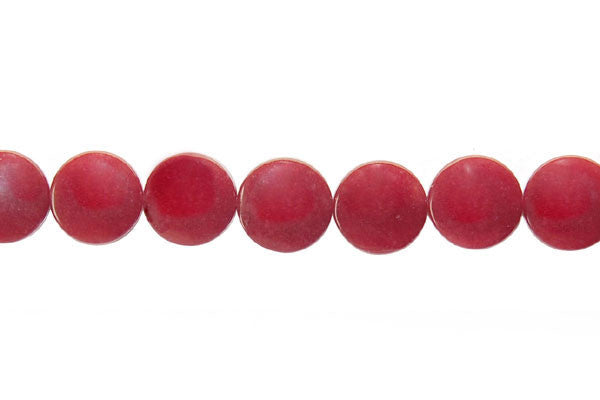 Red Marble Beads - Red) Coin - 12x12mm - 16-inch - unbranded beads for jewelry making