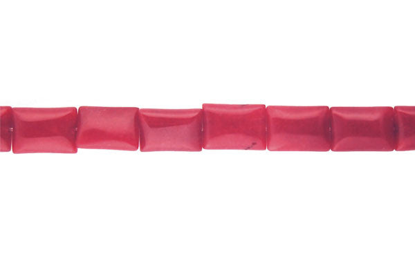 Red Marble Beads - Red) Flat Rectangle - 10x14mm - 16-inch - unbranded beads for jewelry making