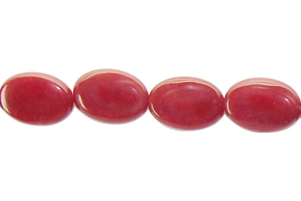 Red Marble Beads - Red) Flat Oval - 10x14mm - 16-inch - unbranded beads for jewelry making