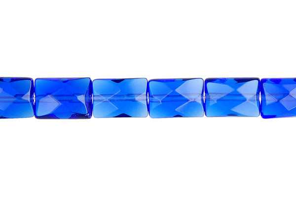 Royal Blue Quartz Glass Beads - Faceted Rectangle - 7x10mm - 16-inch - unbranded beads for jewelry making