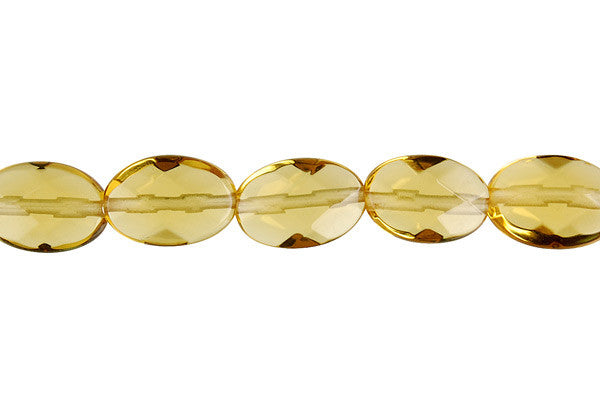 Champagne Quartz Glass Beads - Faceted Flat Oval - 8x12mm - 16-inch - unbranded beads for jewelry making