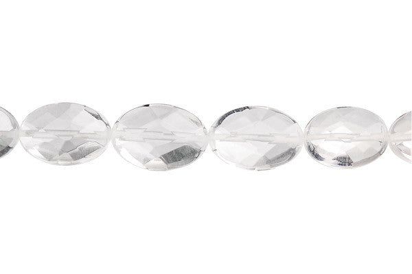 Clear Quartz Beads - Faceted Flat Oval - 8x12mm - 16-inch - unbranded beads for jewelry making