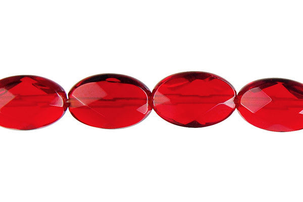 Ruby Quartz Glass Beads - Faceted Flat Oval - 10x14mm - 16-inch - unbranded beads for jewelry making