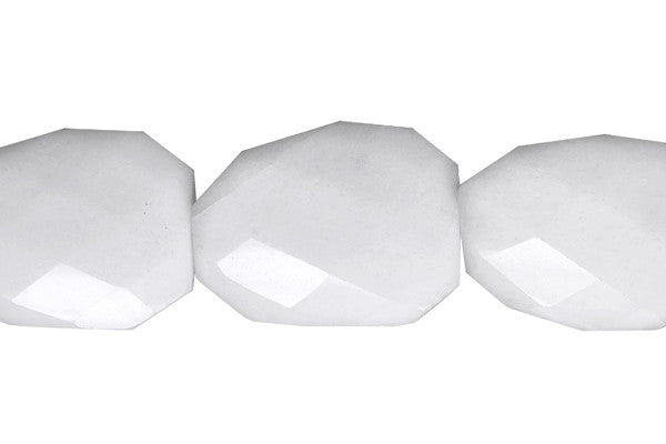 White Marble Beads - Twisted Faceted Flat Slab - 22x30mm - 16-inch - unbranded beads for jewelry making