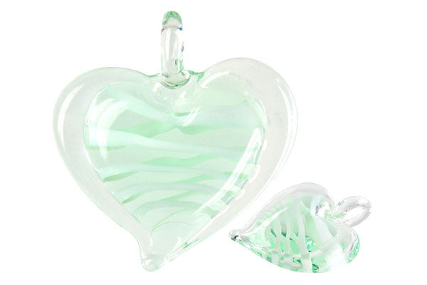 Lampwork Art Glass Flat Heart Pendants - 19 Styles
