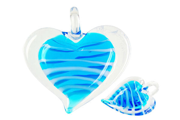 Lampwork Art Glass Flat Heart Pendants - 19 Styles