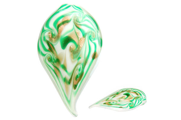 Lampwork Art Glass Tongue Leaf Pendants - 5 Styles