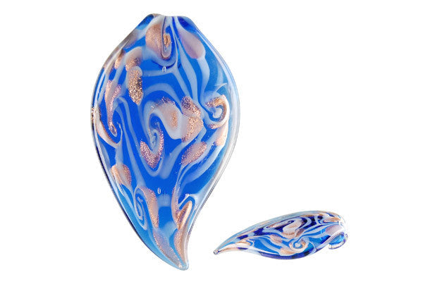Lampwork Art Glass Tongue Leaf Pendants - 5 Styles