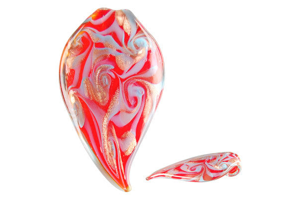 Lampwork Art Glass Tongue Leaf Pendants - 5 Styles