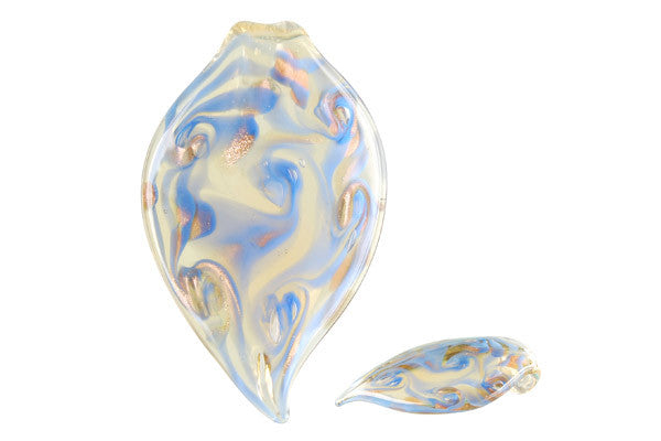 Lampwork Art Glass Tongue Leaf Pendants - 5 Styles