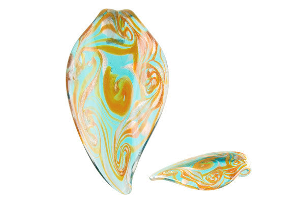 Lampwork Art Glass Tongue Leaf Pendants - 5 Styles