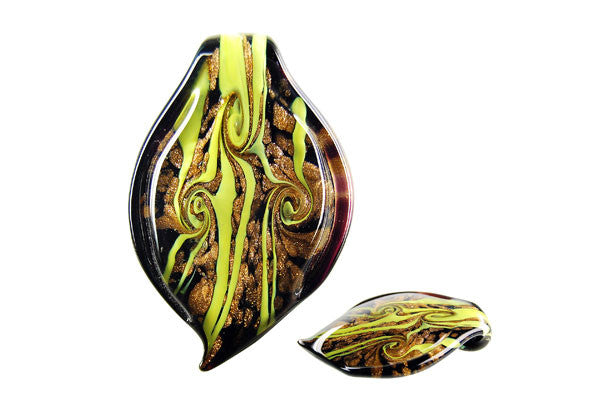 Lampwork Art Glass Leaf Pendants - 48 Styles