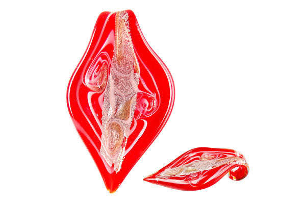 Lampwork Art Glass Leaf Pendants - 48 Styles