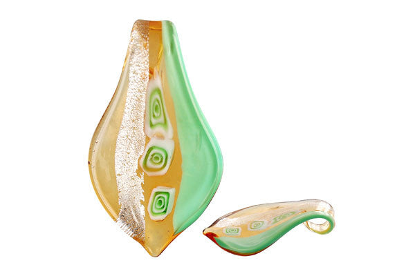 Lampwork Art Glass Smooth Leaf Pendants - 52 Styles