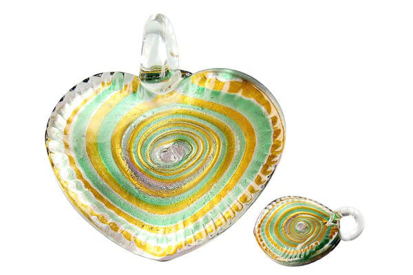 Lampwork Art Glass Twisted Flat Heart Pendants - 11 Styles