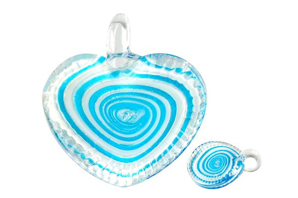 Lampwork Art Glass Twisted Flat Heart Pendants - 11 Styles