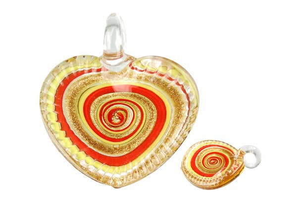 Lampwork Art Glass Twisted Flat Heart Pendants - 11 Styles