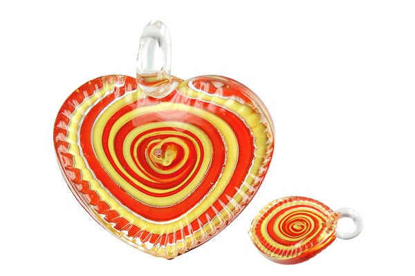 Lampwork Art Glass Twisted Flat Heart Pendants - 11 Styles