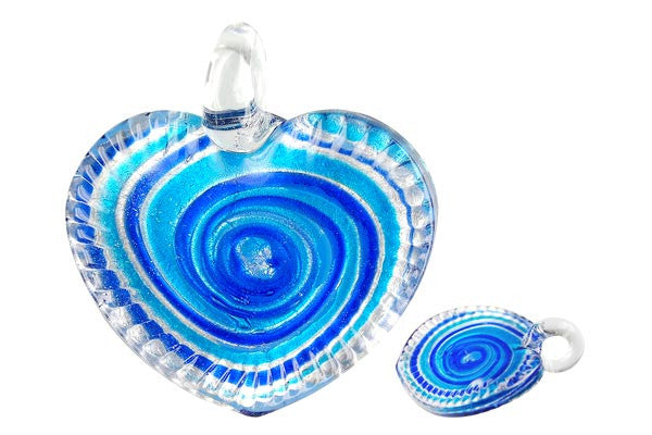 Lampwork Art Glass Twisted Flat Heart Pendants - 11 Styles