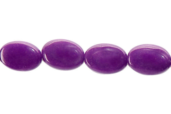 Purple Marble Beads - Amethyst) Flat Oval - 10x14mm - 16-inch - unbranded beads for jewelry making