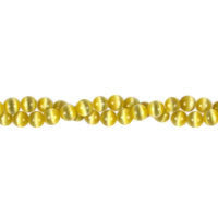 Cat's Eye Fiber Optic Glass Coin & Round Beads - Yellow - Round - 16" - 10 Strands | SKU 207262 - unbranded beads for jewelry making