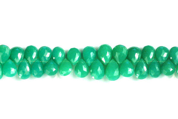 Chrysoprase Beads - Faceted Flat Briolette - 7-13mm - 9.5-inch - unbranded beads for jewelry making