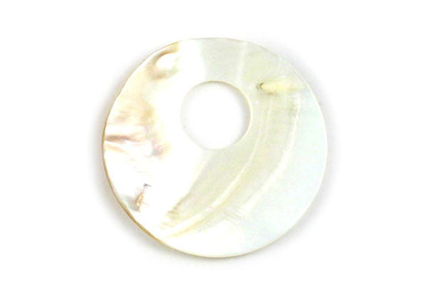 Shell (White MOP) Smooth Donut (Top Hole) - 50mm - Pack of 10 - unbranded Shell Shell pendant for jewelry making