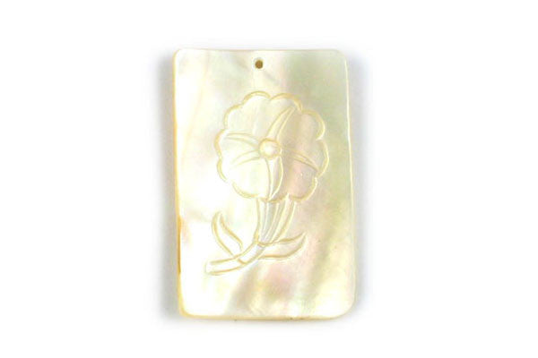 Shell (White MOP) Assorted Carvings (Rectangle) - 30-50mm - Pack of 10 - unbranded Shell Shell pendant for jewelry making