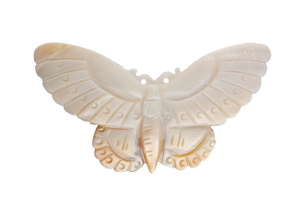 Shell (White MOP) Carved Butterfly - 40x80mm - Piece - unbranded Shell Shell pendant for jewelry making