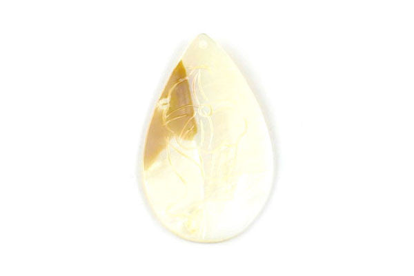 Shell (White MOP) Assorted Carved Flowers (Flat Briolette) - 40x60mm - Pack of 10 - unbranded Shell Shell pendant for jewelry making