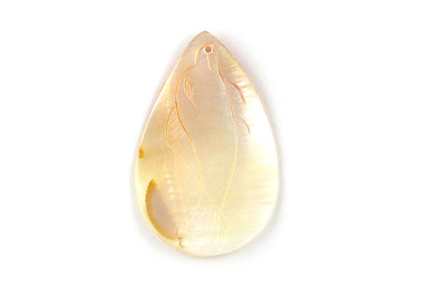 Shell (White MOP) Assorted Carved Fish (Flat Briolette) - 40x60mm - Pack of 10 - unbranded Shell Shell pendant for jewelry making