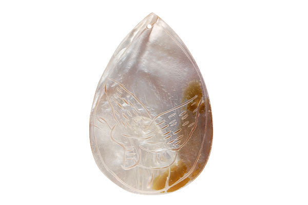 Shell (White MOP) Carved Butterfly (Flat Briolette) - 40-60mm - Pack of 10 - unbranded Shell Shell pendant for jewelry making