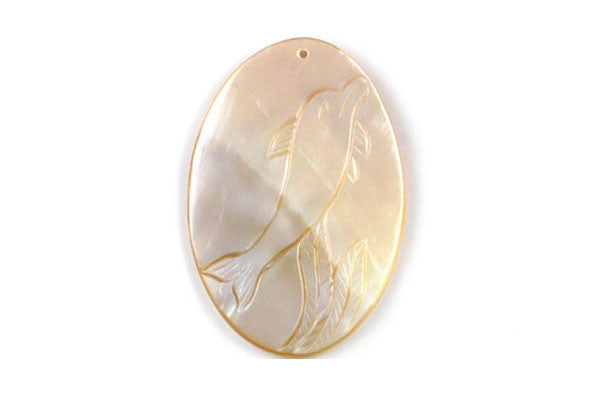 Shell (White MOP) Assorted Carved Fish (Flat Oval) - 40x60mm - Pack of 10 - unbranded Shell Shell pendant for jewelry making