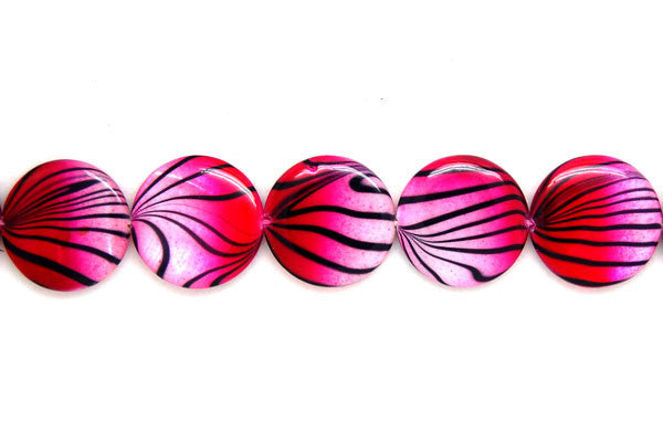 Shell MOP Beads - Shell (Spray-Paint MOP) Coin (Rose and White) - 20x20mm - 16-inch - unbranded beads for jewelry making