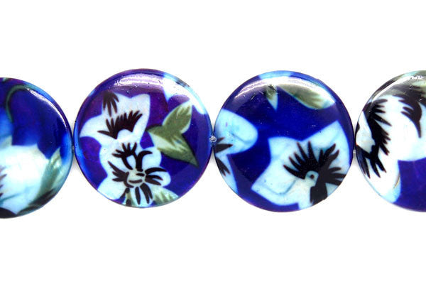Shell MOP Beads - Shell (Spray-Paint MOP) Coin (Flower) - 30x30mm - 16-inch - unbranded beads for jewelry making