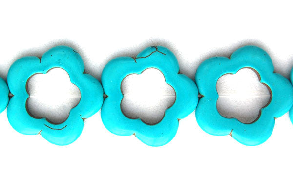 Howlite Beads - Turquoise) Flower - 33mm - 16-inch - unbranded beads for jewelry making