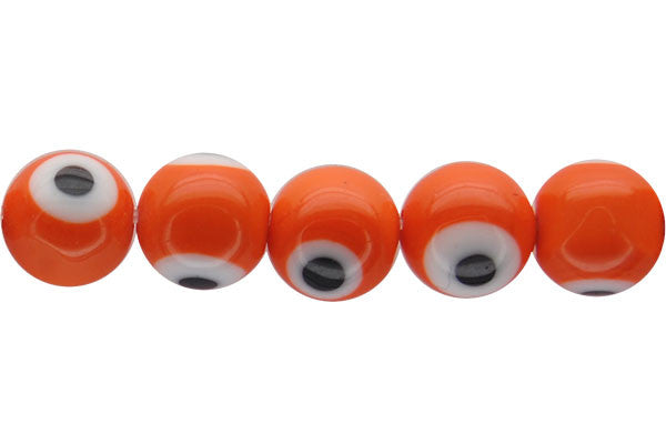 Chevron Glass Beads - Bead Orange Round Eye - 8mm - 15-16-inch - unbranded beads for jewelry making