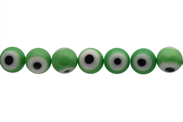 Chevron Glass Beads - Bead Green Round Eye - 6mm - 15-16-inch - unbranded beads for jewelry making