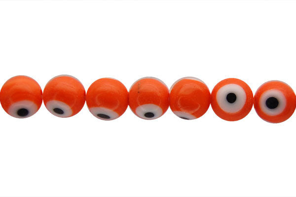 Chevron Glass Beads - Bead Orange Round Eye - 6mm - 15-16-inch - unbranded beads for jewelry making