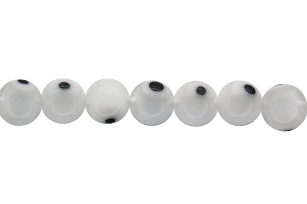 Chevron Glass Beads - Bead white Round Eye - 6mm - 15-16-inch - unbranded beads for jewelry making