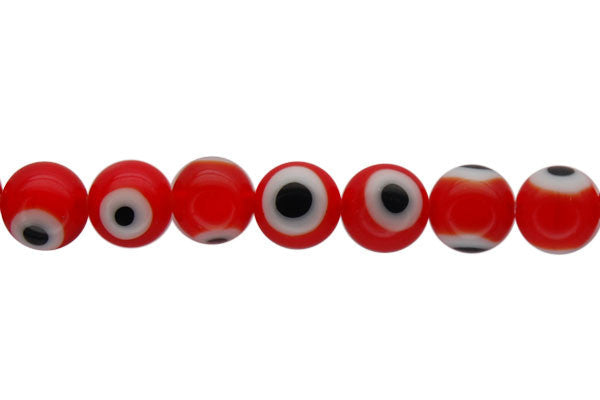 Chevron Glass Beads - Bead Red Round Eye - 6mm - 15-16-inch - unbranded beads for jewelry making