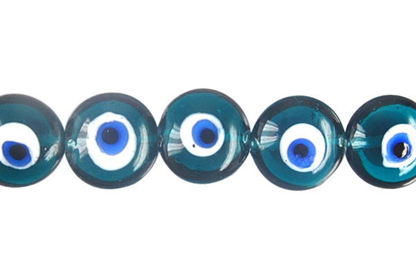 Lampwork Foil Glass Button Beads - Button Eye - Green - 20x20mm 8-inch - unbranded beads for jewelry making