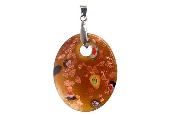 Lampwork Art Glass Flat Oval Pendants - 10 Styles